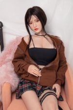 Lily Asian D-cup Silicone Head Implanted Hair sexdoll full body for Male